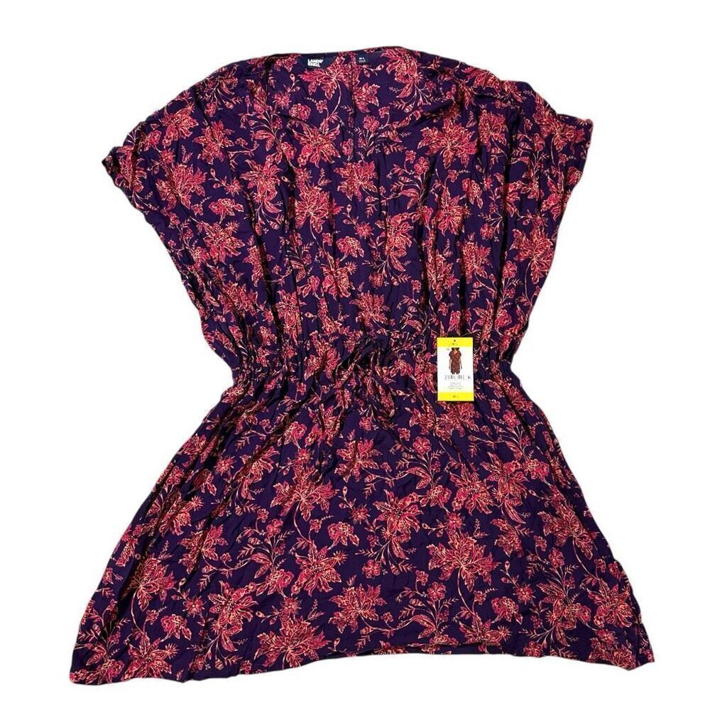 Lands' End Purple Floral Drawstring Swim Coverup - Picture 8 of 9